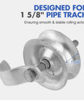 Heavy Duty Galvanized Gate Roller for 1 5 8 Inch Pipe Track Built To Last With Smooth Sliding Action close-up view