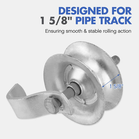 Heavy Duty Galvanized Gate Roller for 1 5 8 Inch Pipe Track Built To Last With Smooth Sliding Action close-up view
