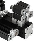 Close-up of Smooth Operator Mini Metal Lathe components, showcasing precision metal parts for DIY machining.