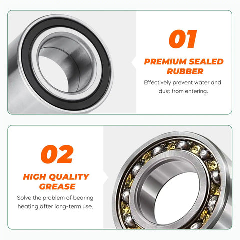 Top Shelf Front And Rear Wheel Bearing Set For Polaris Ranger And Sportsman 500 570 EV premium sealed rubber and high-quality grease for durability.