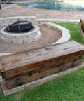 Outdoor wooden bench with 1-1/4 Inch Hammered Dome Cap Nut Kit With 10 Nuts And 10 Washers For DIY Pergolas Arbors Pavilions And Decks Made From Aircraft-Grade Aluminum Heavy-Duty Hardware