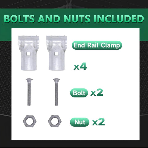 1-5/8 Inch T Clamp For Chain Link Fence End Rail, Galvanized Steel, Includes Bolts And Nuts, 2 Pack, Heavy Duty Hardware