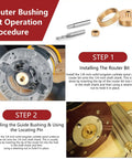 Inlay Bushing Kit 9500 Replacement For Solid Brass Router Inlay Kit setup steps with router bit and bushing components