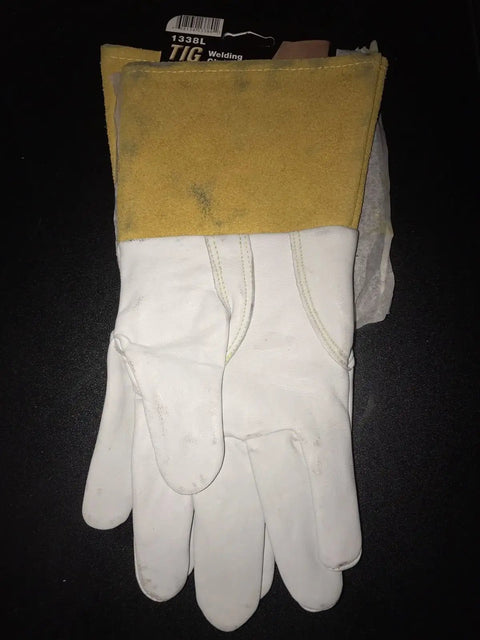 Top Grain Goatskin TIG Welding Glove With Glide Patch For Smooth Movement And Dexterity, Pro Grade Reinforced Thumb, Pearl White, Large Size