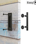 2 Pack 10 Inch Sliding Barn Door Handles And Pulls, Rustic Double Sided Hardware Set with matte black powder coat finish