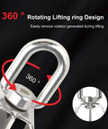 M50 Double Pulley Snatch Block With Swivel Hook For Lifting Crane Tough As Nails Heavy Duty Rigging In 304 Stainless Steel Corrosion Resistant Indoor Outdoor Use For Year Round Performance, 360° rotating hook