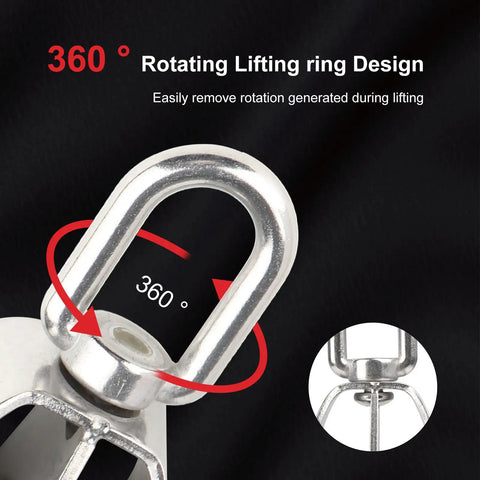 M50 Double Pulley Snatch Block With Swivel Hook For Lifting Crane Tough As Nails Heavy Duty Rigging In 304 Stainless Steel Corrosion Resistant Indoor Outdoor Use For Year Round Performance, 360° rotating hook