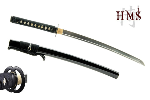 Unsharpened Stainless Steel Wakizashi Iaito for Iaido Training and Kata Practice, 21 Inch Blade with Musashi Tsuba Guard