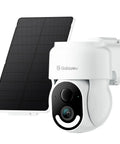 Solar Powered Wireless Outdoor Security Camera With 2K Resolution 360 Degree Pan Tilt Auto Tracking Spotlight TF Card