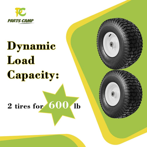 15x6.00-6 Riding Lawn Mower Tires And Wheels With 3/4 Inch Bushing And 3 Inch Centered Hub Rubber Pneumatic Tires