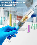 Must Have Glass Labware Starter Kit For Home Lab And Classroom Beakers 50 100 250 500ml 19-piece science set in use