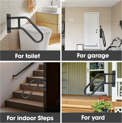 Rock Solid U Shaped Hand Rails For Outdoor Steps With Heavy Duty Wall Mount Grab Bar to keep your footing secure on patios and decks.