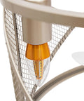 Close-up of the light fixture on the Ceiling Fan with Light with Handheld Controller, 3-Blade Caged Fan, Iron.