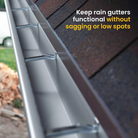 5-Inch Quick-Mount Gutter Hangers with Hidden Brackets installed on aluminum gutter for heavy-duty support.