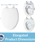 Elongated White Toilet Seat With Built In Potty Training Seat Slow Close Removable That Never Loosens Magnetic Lid dimensions