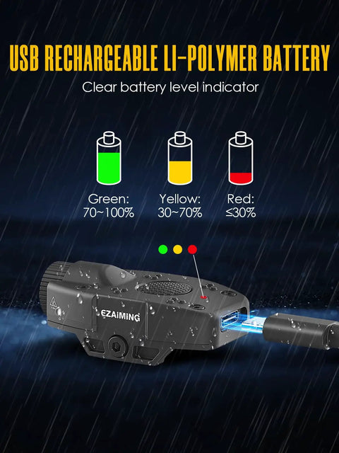 USB-C charging port on ultra compact rifle light and helmet mounted for Picatinny rails, ultra lightweight under 30g, ideal as weapon light