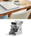 Two Pack Folding Brackets For Table And Bed Legs 90 Degree Aluminum Alloy Self Locking Foldable Hinges on wooden desk