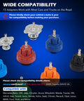 No Sweat 19 Piece Coolant Pressure Tester Kit For Quick Radiator Leak Detection With 15 Universal Vehicle Adapter Fittings showing colorful adapters.