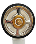 Heavy Duty 35 Inch Cable Drive Bathtub Drain Trim Kit featuring brass rotary knob and smooth pop up stopper detail.