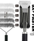 Grill Boss Heavy Duty 18 Inch Stainless Steel Grill Brush and Scraper with 3 in 1 bristles for 360 degree grime removal, side view