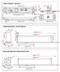 Crafted Tough No Mortise Pivot Hinge Push Or Kick Open For Secret Doors And Murphy Bookcases dimensions and mounting options diagram.
