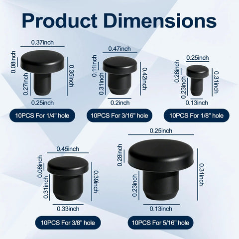 Five Zero Pcs Silicone Rubber Plugs For Holes 1/8 Inch To 3/8 Inch Bumpers Seal Dust And Gaps On Wood Or Metal Make Surfaces Look Nice Tight Fit Stuff sizes