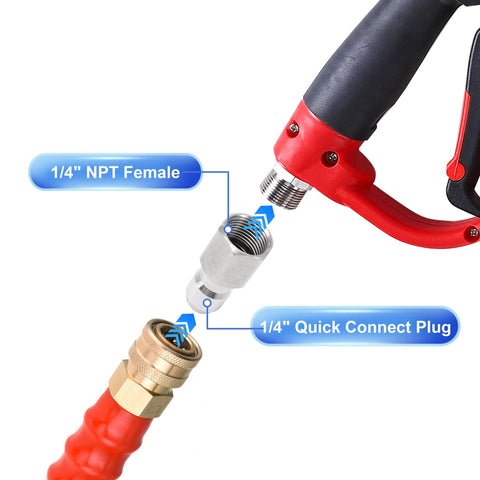 Brass pressure washer coupler, 1/4 in NPT female to 1/4 in quick-connect plug, 5000 PSI, 2-pack