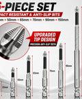 Premium Magnetic Drill Bit Set For Impact Drivers Featuring Rock Solid Grip Heavy Grade Alloy Steel Construction Anti Slip Design, 6-piece set with various sizes