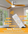 52 Inch Yellow Wood Hugger Ceiling Fan With Light And Remote, low profile mount in room, featuring control remote with labels