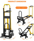 Hella Tough Aluminum Hand Truck And 3 In 1 Convertible Folding Dolly Cart With Stair Climbing Wheels dimensions and weight details.