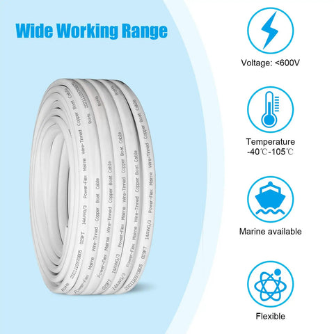 14 Gauge Triplex Marine Wire Tinned Copper Boat Cable 70ft OFC Oxygen Free Copper For Automotive Boat Speakers Solar
