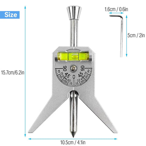 Heavy Duty Stainless Steel Pipe Center Finder Punch With Adjustable Dial Bubble Protractor, measuring 15.7cm, for precision marking.