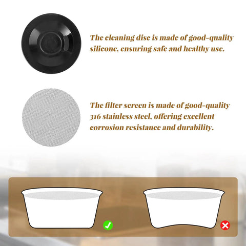 15 Piece Espresso Cleaning Kit For 54mm Home Espresso Machines Including Ninja Luxe Cafe And Breville Models With Brushes Descaler Wipes Tamping Tool Silicone Stopper No Fuss Quick Maintenance For Everyday Barista Life. Silicone cleaning disc and 316 stainless steel filter screen