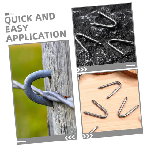Close-up of 1 Bag U Shaped Fence Staples Durable Fasteners For Chicken Wire And Hardware Cloth with easy installation