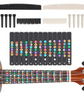 72 Piece All In One Guitar Tool Kit For Repair And Maintenance With Carry Bag fret markers and bridge pins display