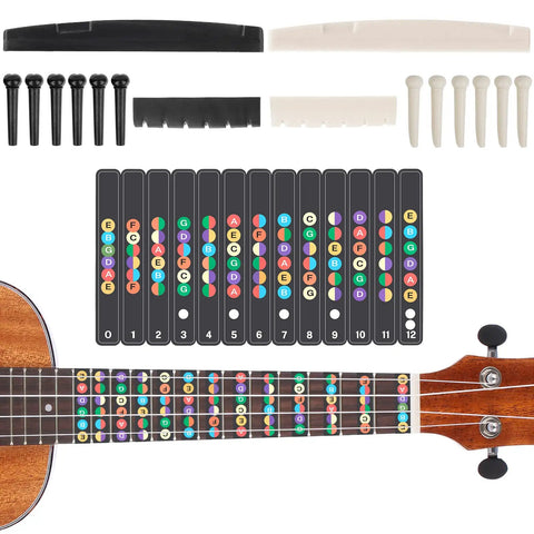 72 Piece All In One Guitar Tool Kit For Repair And Maintenance With Carry Bag fret markers and bridge pins display
