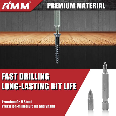 Rock Solid 232 Piece Screwdriver Bit Set Forged From CRV Steel Impact Driver Bits showing precision-milled hex bit and screw.