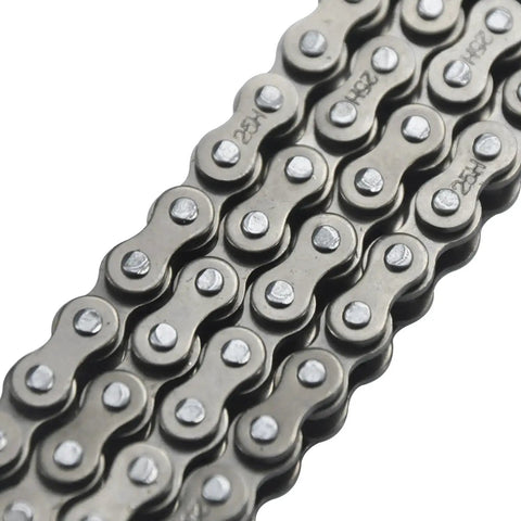 Close-up of 25 Drive Chain 132 Link Breaker Kit for Razor MX500 MX650 SX350 SX500 SX650 BeefedUp Rocket Bike, showing heavy-duty metal links