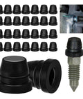 18 Piece Black Brake Dust Cover Kit Rubber Dust Stem Caps Grease Fitting Caps Brake Caliper Bleeder Caps Bleeder Screw Caps Rubber Dust Covers For Cars SUVs Trucks And Motorcycles visible in multiple views.