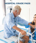 Adult using Ultra Thick, Super Absorbent Disposable Bed Pads 30x36 Inches with caregiver in hospital setting.