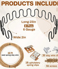 Heavy Duty Couch Upholstery Spring Repair Kit Built Like A Tank With Rock Solid Coils And Steel Stay Wire For Dirt Simple Saggy Sofa Fix and Recliner Seat Support includes 23in black coils, clips, and wire.
