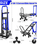 4 In 1 Hand Truck Dolly Heavy Duty Industrial Convertible With 1000 Lbs Capacity dimensions and configurations