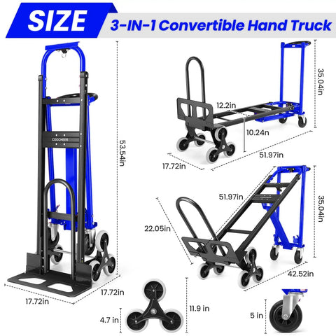 4 In 1 Hand Truck Dolly Heavy Duty Industrial Convertible With 1000 Lbs Capacity dimensions and configurations