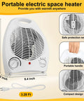 2 Pack 1500W Small Space Heaters, Portable Desk Heaters With Three Modes, Overheat Protection, White Finish, Adjustable Thermostat For Home