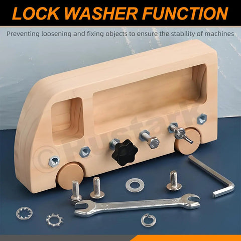 400 Piece 6 Size 304 Stainless Steel SAE External And Internal Star Washers, Split Lock Washers, Flat Washers, And Spring Lock Washers Assortment Kit For Home, Industry, And Construction on lock washer display