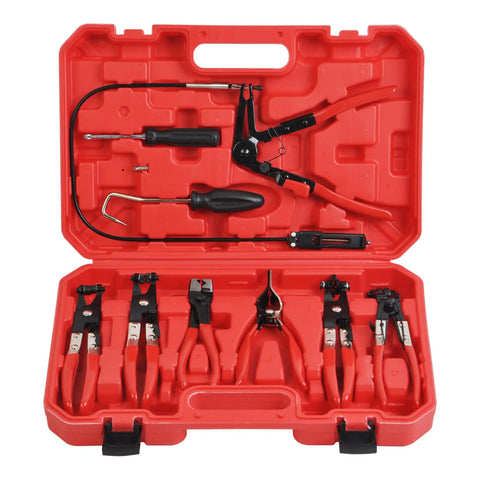 9 Piece Hose Clamp Pliers Set For Fuel Oil And Water Hoses, Long Reach Hose Clamp Remover Kit With Flexible Wire Clic R Swivel