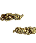 Metal Alloy Menuki Tsuka Fitting For Katana Wakizashi And Tanto, dragon-themed, decorative handle ornament in gold finish.