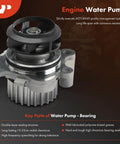 Close-up of water pump from All In One Timing Belt Kit With Water Pump For 1.8L Volkswagen And Audi Models 2000 2006 Including Beetle Jetta Golf Passat TT Quattro And A4 Quattro Engine Timing Belt Tensioners And Water Pump