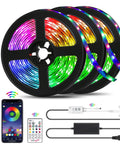Led Strip Lights for Bedroom 49.2 Feet Color Changing Rope Lights with Music Sync, remote, and app control accessories shown.
