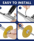 Step-by-step installation of Knockdown Inside Pipe Cutter Kit For Cordless Drills with stainless steel and diamond blades.